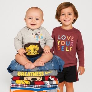 Bundle of 6 Boys Clothes: Tops, Jacket, Romper, Shorts 12 Months NWT